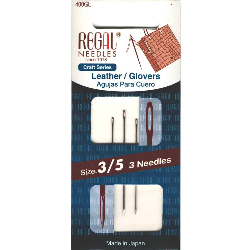 Иглы трехгранные для пошива кожи и меха (Leather / Glovers), № 3/5, серебряное ушко, 400GL, (3шт)