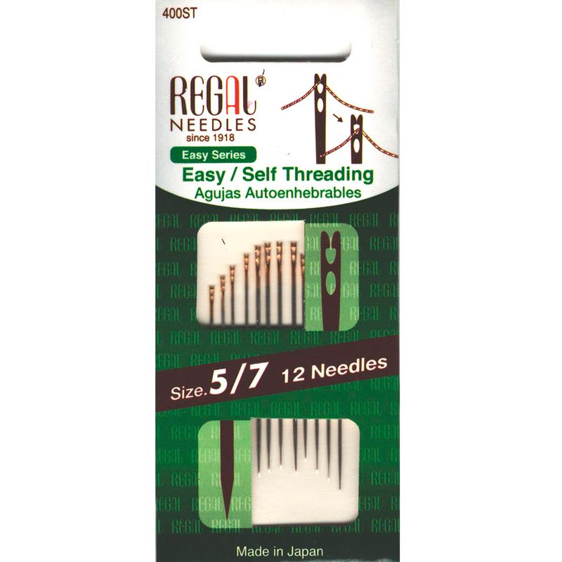 Иглы самовдевающиеся (Easy / Self Threading), № 5/7, золотое ушко, 400ST, (12шт)