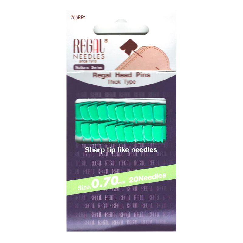 Булавки портняжные с пластиковой головкой (Regal Head Pins), 54, 00 х 0, 70 мм, 700RP1, (20шт)