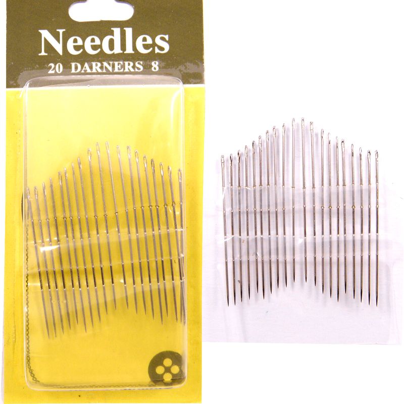Иглы швейные Штопальные (Darners), № 8, с серебряным ушком, (20шт)