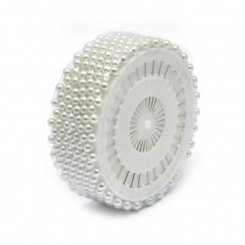 Шпильки 38мм с пластиковой головкою 4 * 4 мм, 40шт, перламутровые белые, на колесе