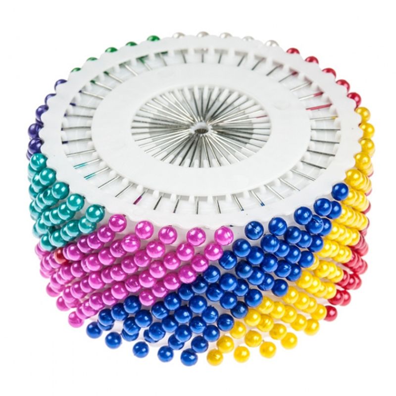 Шпильки 38мм с пластиковой головкою 4 * 4 мм, 40шт, перламутровые цветные, на колесе