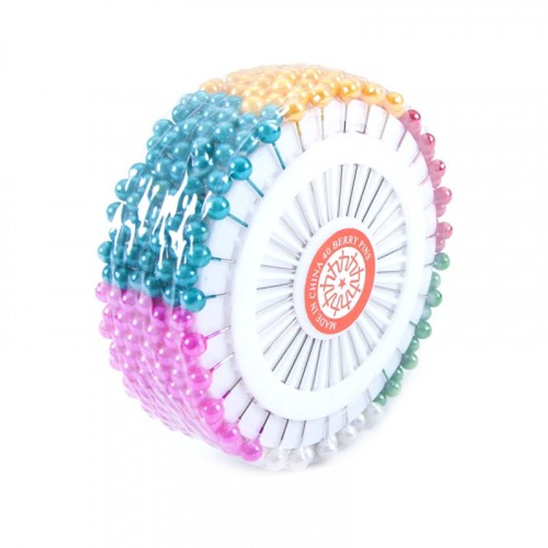 Шпильки 46мм с пластиковой головкою 5 * 5 мм, 30шт, перламутровые цветные, на колесе