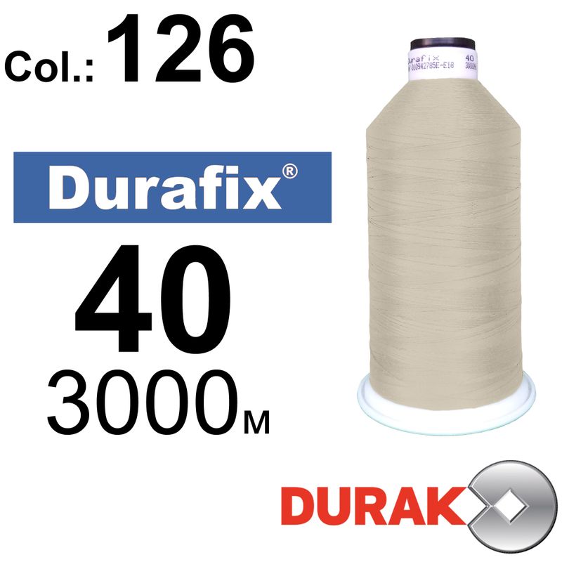 Нитки сверхпрочные, Durafix, полиэстер, N40 (60tex), длина 3000 м., цвет 03(126)-097 колонка 10