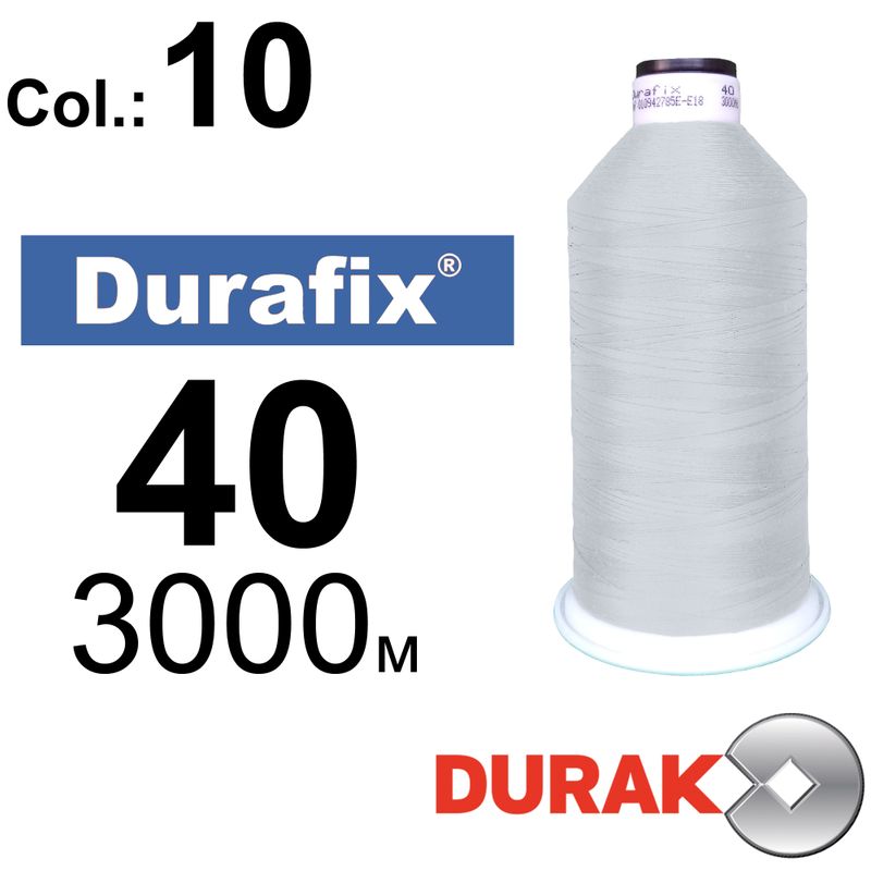 Нитки сверхпрочные, Durafix, полиэстер, N40 (60tex), длина 3000 м., цвет 07(10)-белая колонка 1