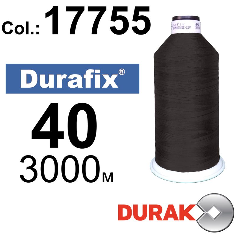 Нитки сверхпрочные, Durafix, полиэстер, N40 (60tex), длина 3000 м., цвет 21(17755)-048 колонка 10