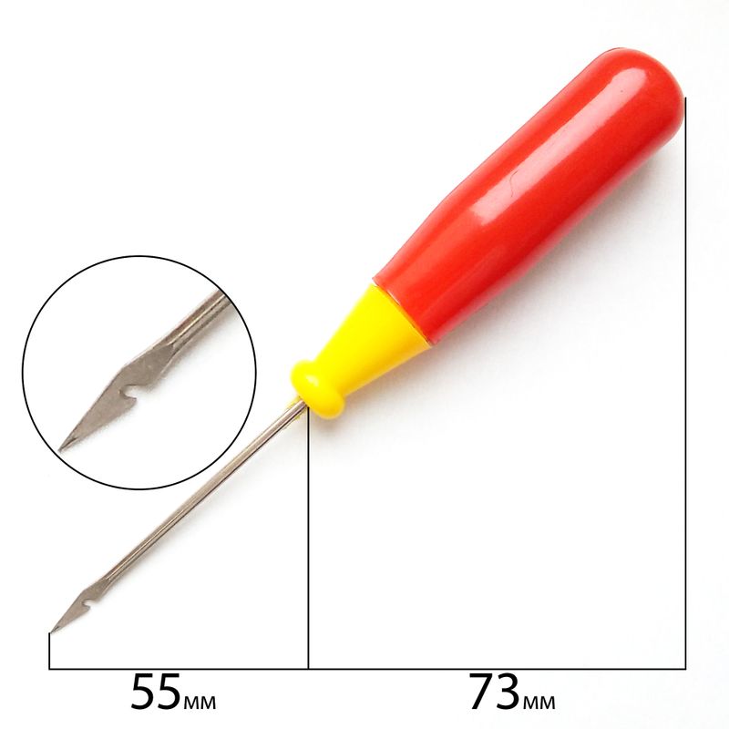 Шило с крючком, пластиковая ручка, 128мм