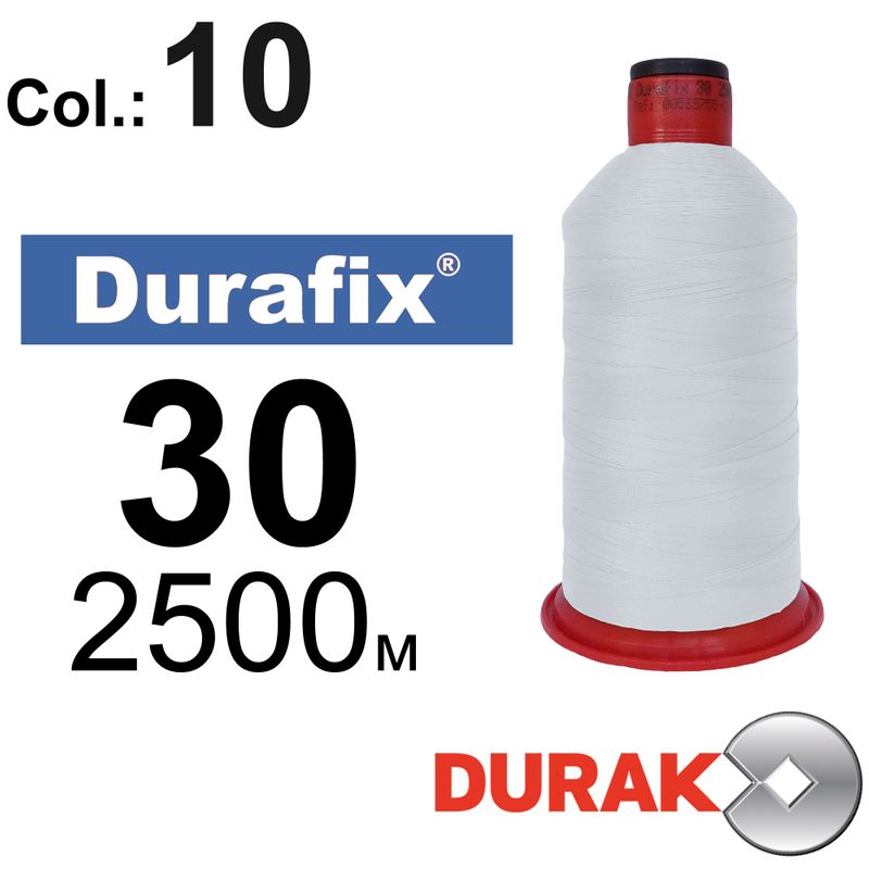 Нитки сверхпрочные, Durafix, полиэстер, N30 (80tex), длина 2500 м., цвет 07(10)-белая колонка 1