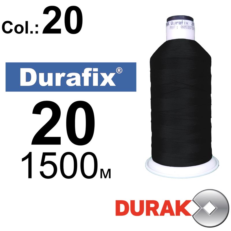 Нитки сверхпрочные, Durafix, полиэстер, N20 (135tex), длина 1500 м., цвет 01(20)-черная колонка 12
