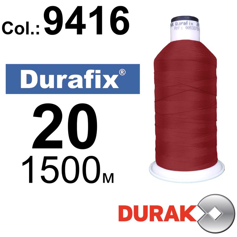 Нитки сверхпрочные, Durafix, полиэстер, N20 (135tex), длина 1500 м., цвет 14(9416)-011 колонка 1