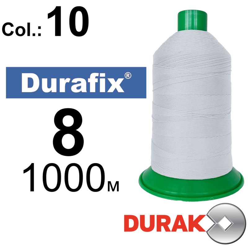 Нитки сверхпрочные, Durafix, полиэстер, N08 (330tex), длина 1000 м., цвет 04(10)-белая колонка 1