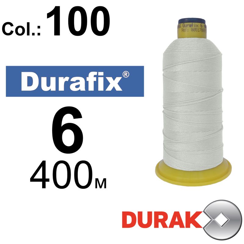 Нитки сверхпрочные, Durafix, полиэстер, N06 (500tex), длина 400 м., цвет 01(100)-566 колонка 1