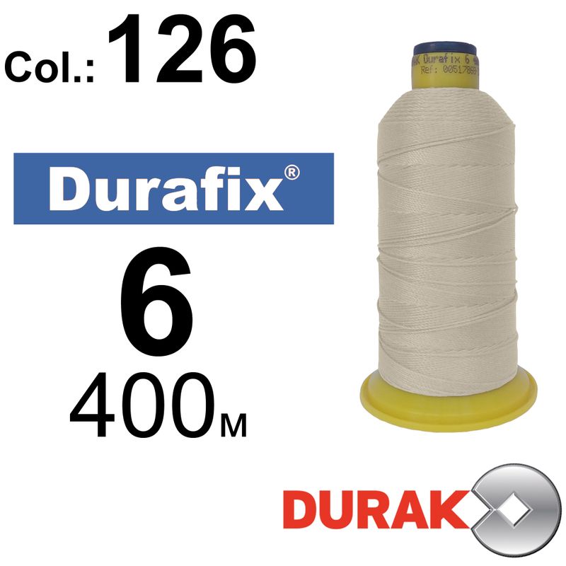 Нитки сверхпрочные, Durafix, полиэстер, N06 (500tex), длина 400 м., цвет 03(126)-097 колонка 10