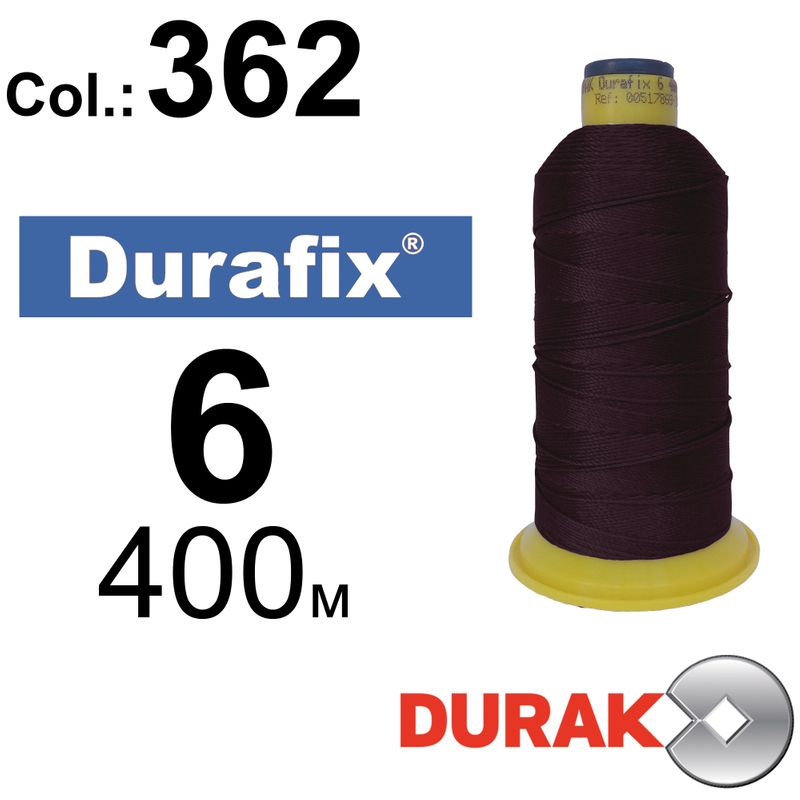 Нитки сверхпрочные, Durafix, полиэстер, N06 (500tex), длина 400 м., цвет 18(362)-014 колонка 5