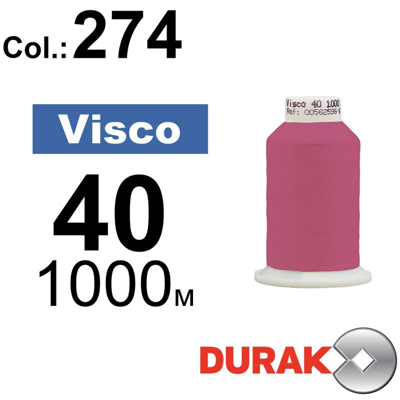 Нитки для машинной вышивки, Visco, вискоза, N40 (120D/2), длина 1000 м., цвет (0274) к5