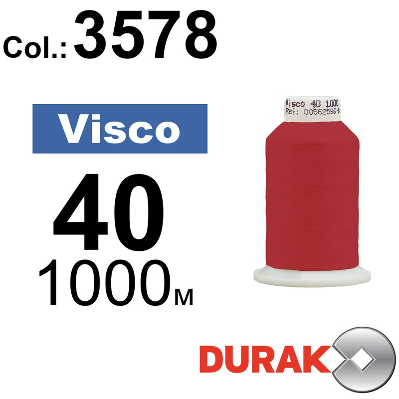 Нитки для машинной вышивки, Visco, вискоза, N40 (120D/2), длина 1000 м., цвет (3578) к3