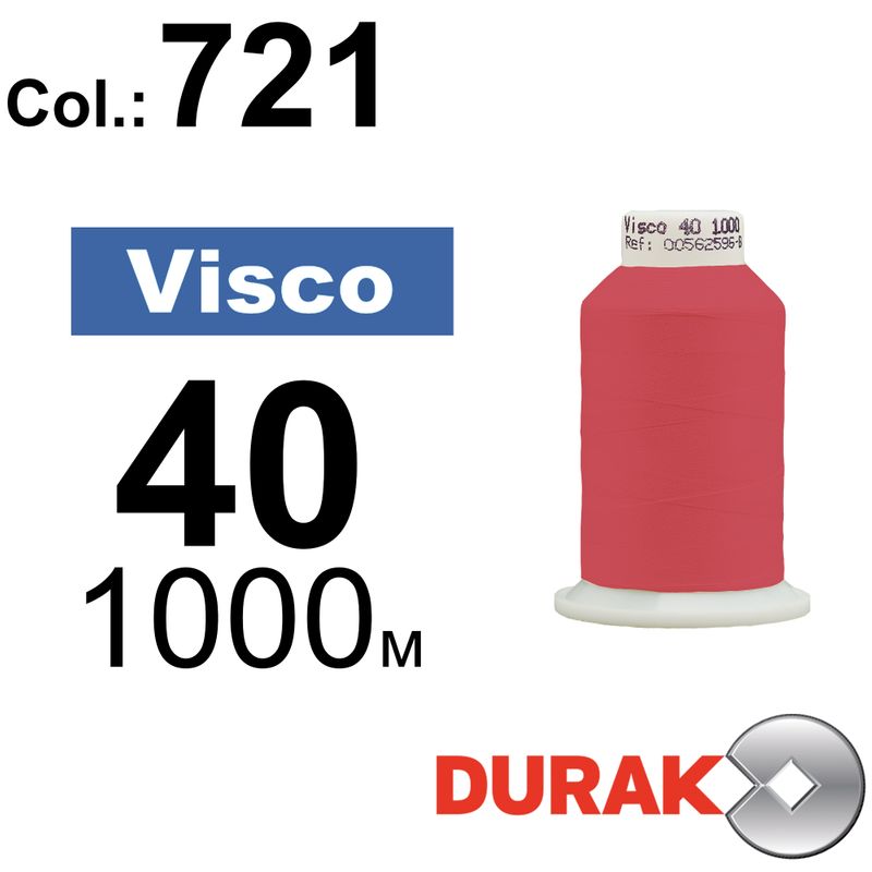 Нитки для машинной вышивки, Visco, вискоза, N40 (120D/2), длина 1000 м., цвет (0721) к3
