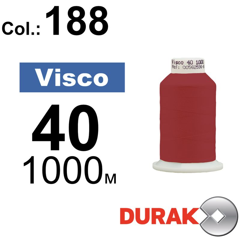 Нитки для машинной вышивки, Visco, вискоза, N40 (120D/2), длина 1000 м., цвет (0188) к3