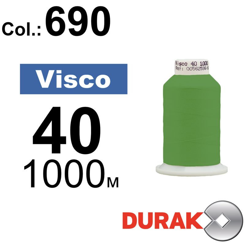 Нитки для машинной вышивки, Visco, вискоза, N40 (120D/2), длина 1000 м., цвет (0690) к4