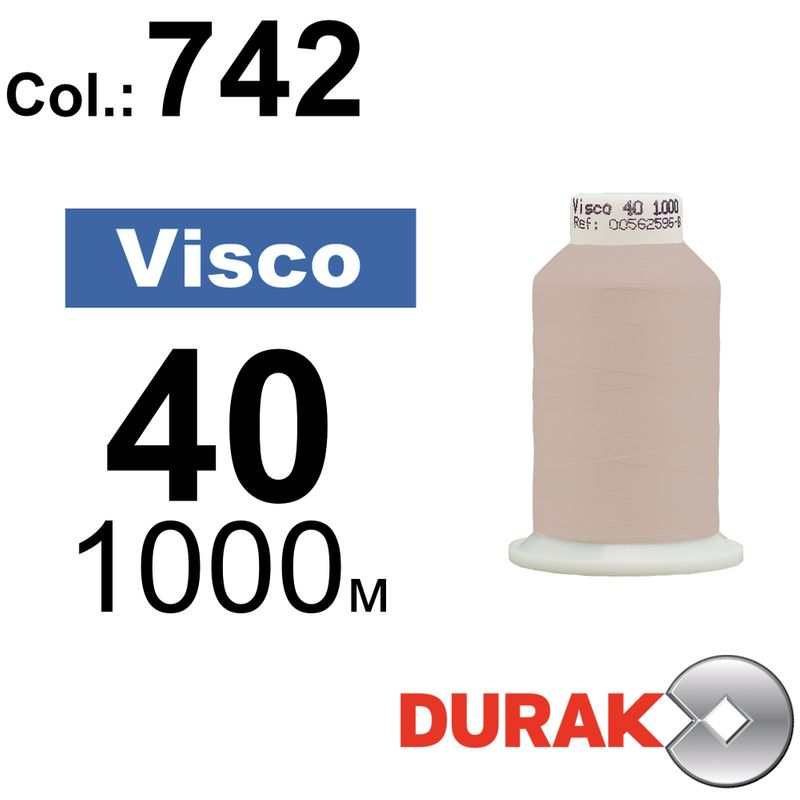 Нитки для машинной вышивки, Visco, вискоза, N40 (120D/2), длина 1000 м., цвет (0742) к5