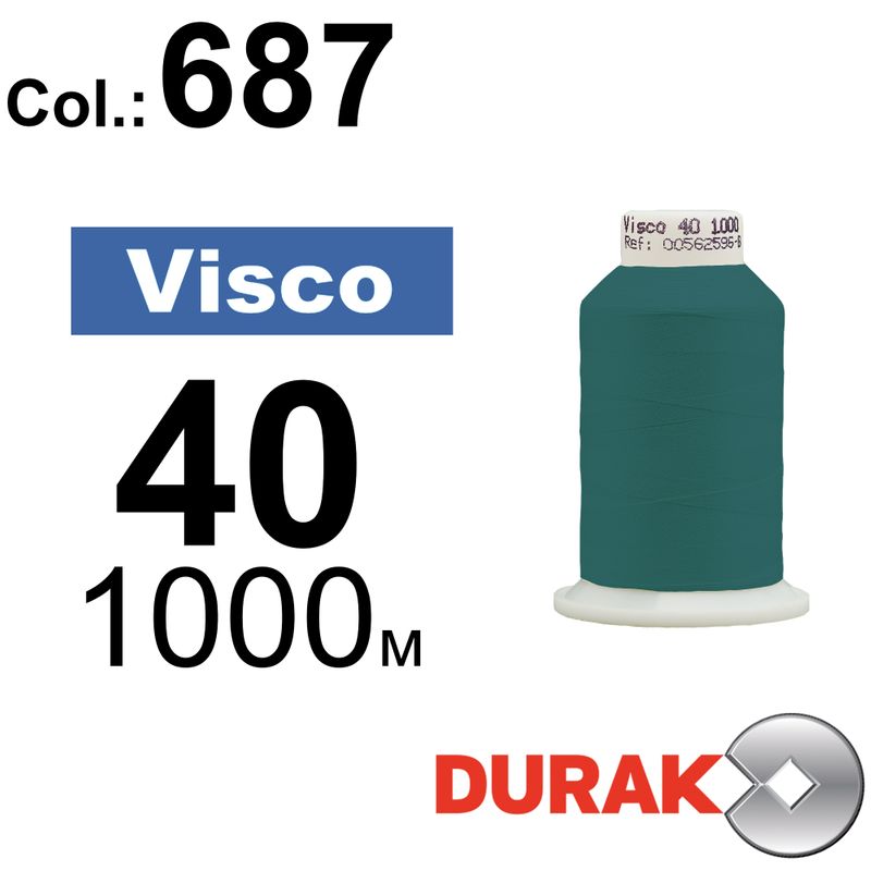 Нитки для машинной вышивки, Visco, вискоза, N40 (120D/2), длина 1000 м., цвет (0687) к6
