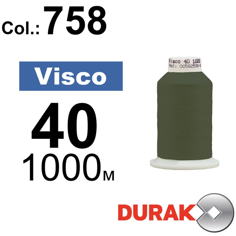 Нитки для машинной вышивки, Visco, вискоза, N40 (120D/2), длина 1000 м., цвет (0758) к9