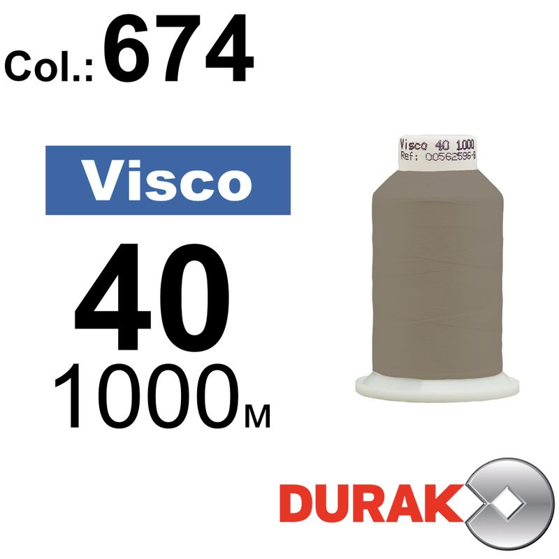 Нитки для машинной вышивки, Visco, вискоза, N40 (120D/2), длина 1000 м., цвет (0674) к9