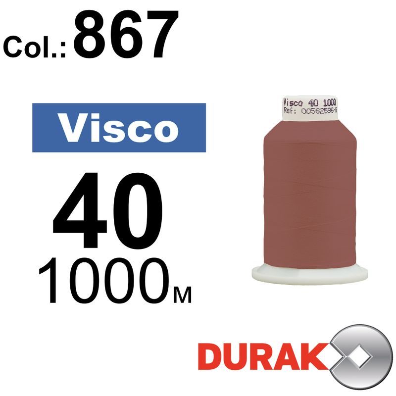 Нитки для машинной вышивки, Visco, вискоза, N40 (120D/2), длина 1000 м., цвет (0867) к10