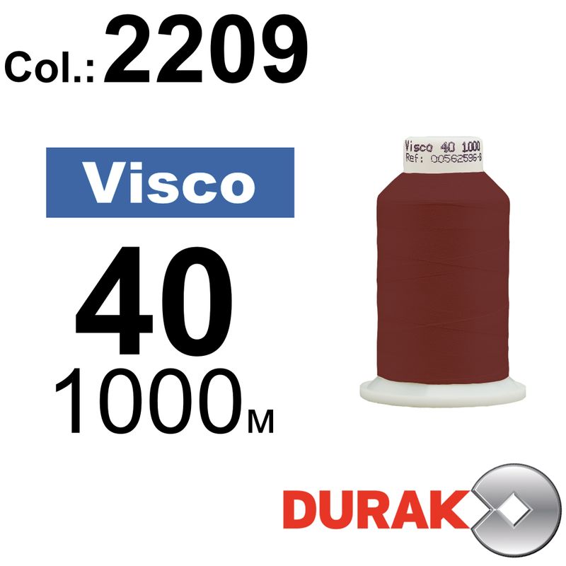 Нитки для машинной вышивки, Visco, вискоза, N40 (120D/2), длина 1000 м., цвет (2209) к10