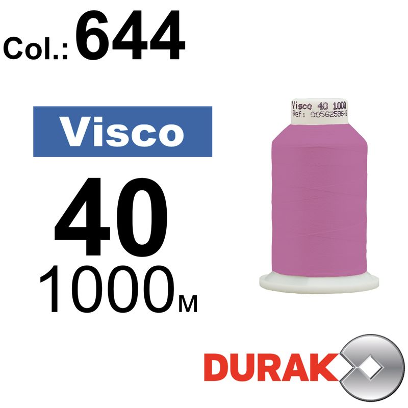 Нитки для машинной вышивки, Visco, вискоза, N40 (120D/2), длина 1000 м., цвет (0644) к12