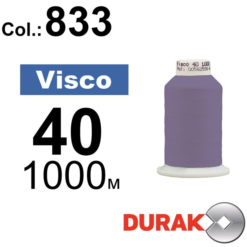 Нитки для машинной вышивки, Visco, вискоза, N40 (120D/2), длина 1000 м., цвет (0833) к12