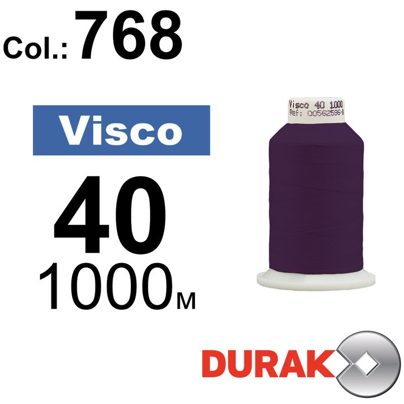 Нитки для машинной вышивки, Visco, вискоза, N40 (120D/2), длина 1000 м., цвет (0768) к12
