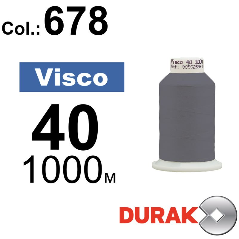 Нитки для машинной вышивки, Visco, вискоза, N40 (120D/2), длина 1000 м., цвет (0678) к20