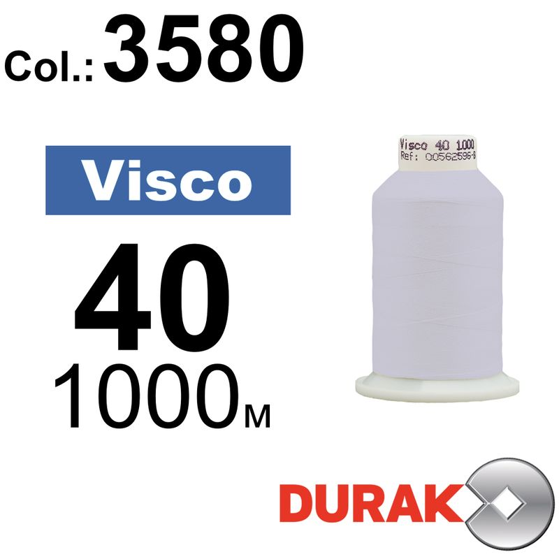 Нитки для машинной вышивки, Visco, вискоза, N40 (120D/2), длина 1000 м., цвет (3580) к20