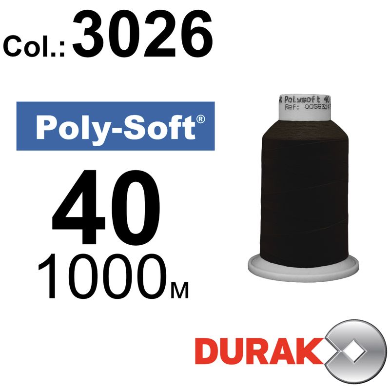 Нитки для машинной вышивки, Poly-Soft, полиэстер, N40 (120D/2), длина 1000 м., цвет (3026) к9