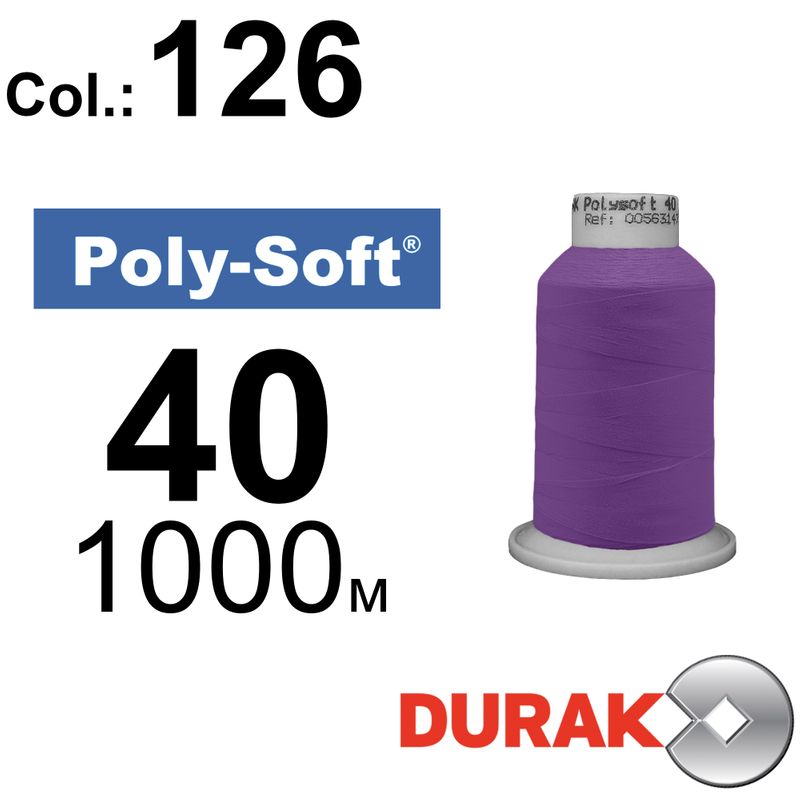 Нитки для машинной вышивки, Poly-Soft, полиэстер, N40 (120D/2), длина 1000 м., цвет (126) к12