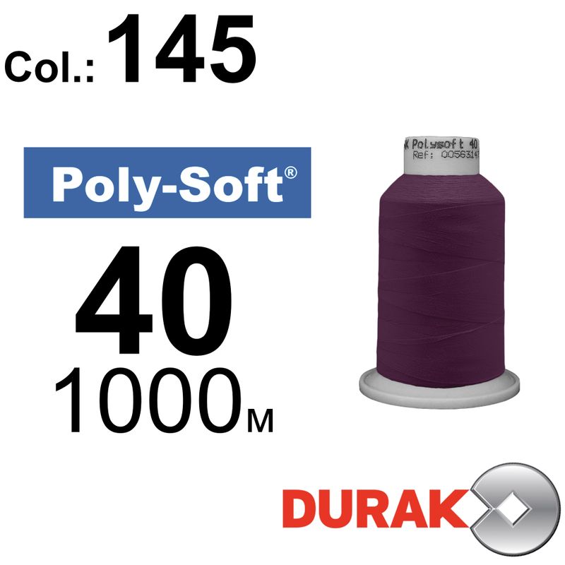 Нитки для машинной вышивки, Poly-Soft, полиэстер, N40 (120D/2), длина 1000 м., цвет (145) к12