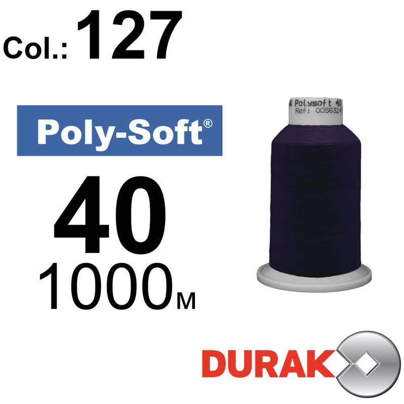 Нитки для машинной вышивки, Poly-Soft, полиэстер, N40 (120D/2), длина 1000 м., цвет (127) к12