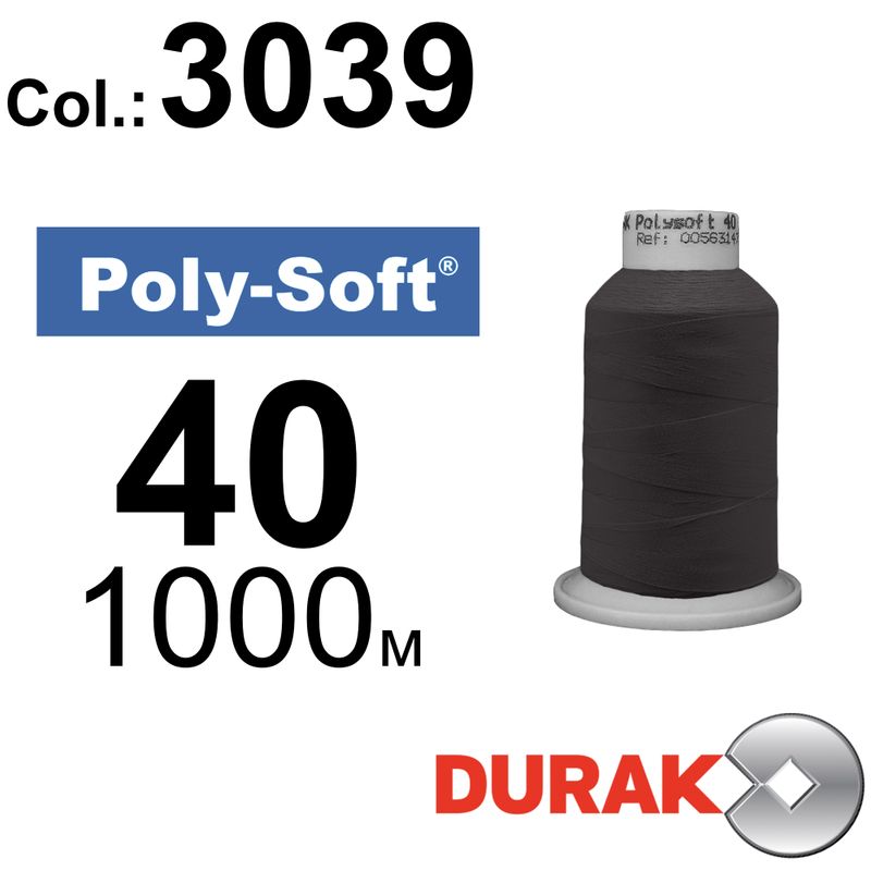 Нитки для машинной вышивки, Poly-Soft, полиэстер, N40 (120D/2), длина 1000 м., цвет (3039) к18