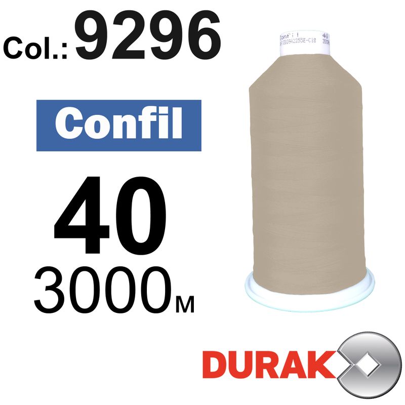 Нитки сверхпрочные, Confil, полиэстер, N40 (60tex), длина 3000 м., цвет 18(9296)-98 колонка 10