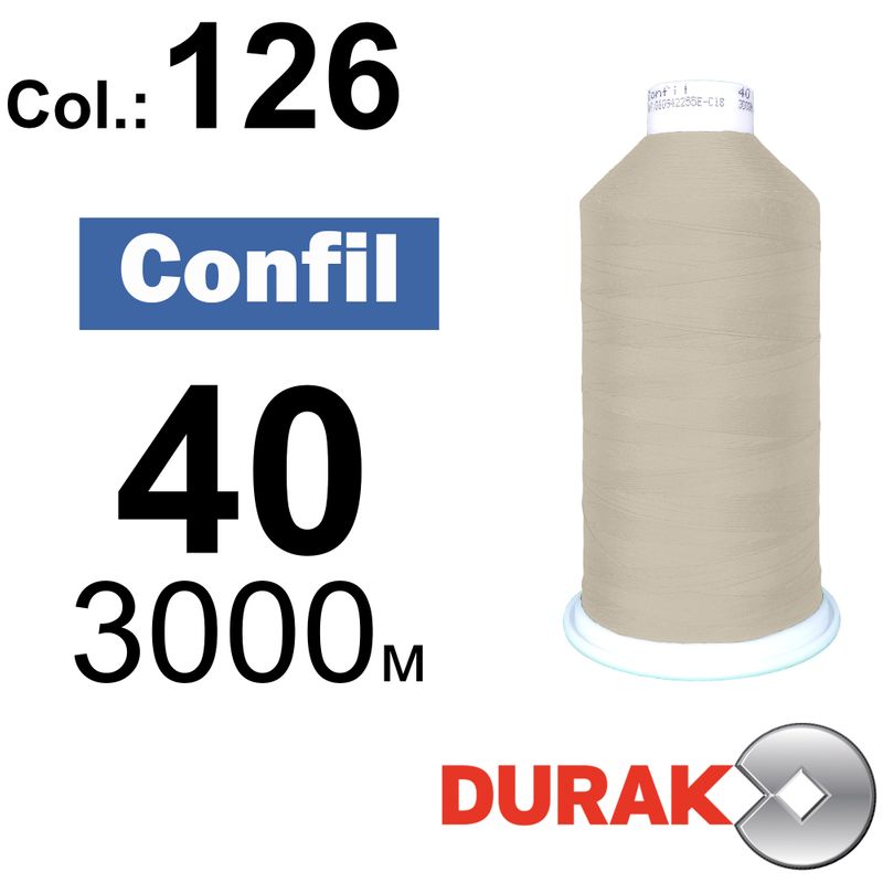 Нитки сверхпрочные, Confil, полиэстер, N40 (60tex), длина 3000 м., цвет 20(126)-97 колонка 10
