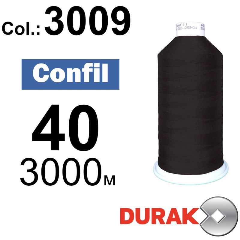 Нитки сверхпрочные, Confil, полиэстер, N40 (60tex), длина 3000 м., цвет 36(3009)-47 колонка 10