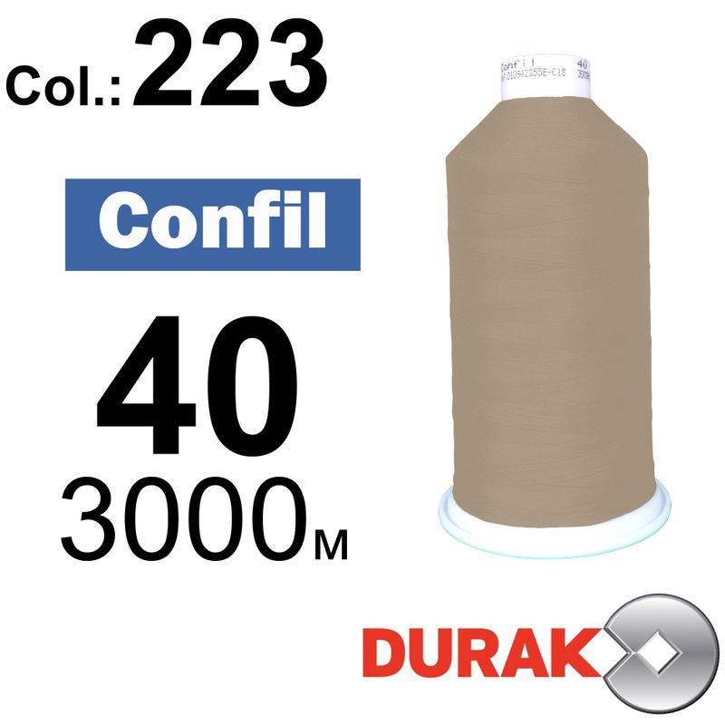 Нитки сверхпрочные, Confil, полиэстер, N40 (60tex), длина 3000 м., цвет 46(223)-167 колонка 3