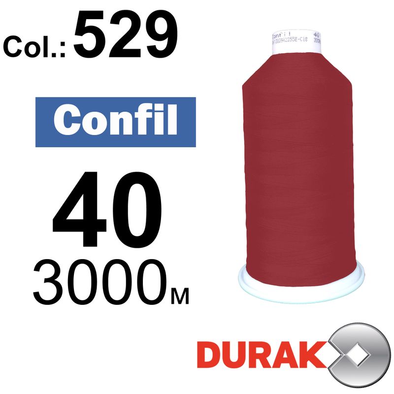 Нитки сверхпрочные, Confil, полиэстер, N40 (60tex), длина 3000 м., цвет 48(529)-10 колонка 1