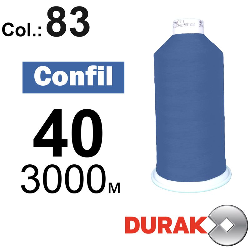 Нитки сверхпрочные, Confil, полиэстер, N40 (60tex), длина 3000 м., цвет 27(83)-58 колонка 6