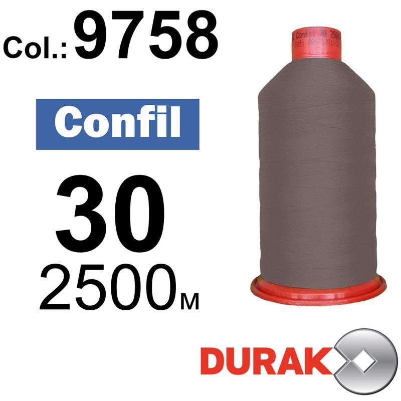 Нитки сверхпрочные, Confil, полиэстер, N30 (80tex), длина 2500 м., цвет 04(9758)-227 колонка 11