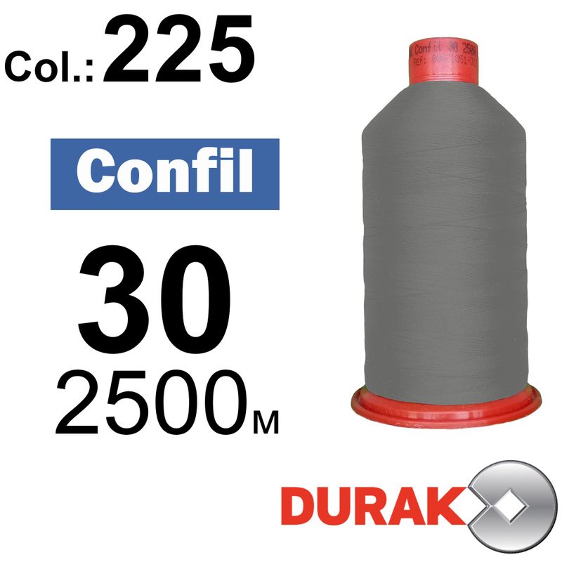 Нитки сверхпрочные, Confil, полиэстер, N30 (80tex), длина 2500 м., цвет 11(225)-107 колонка 12