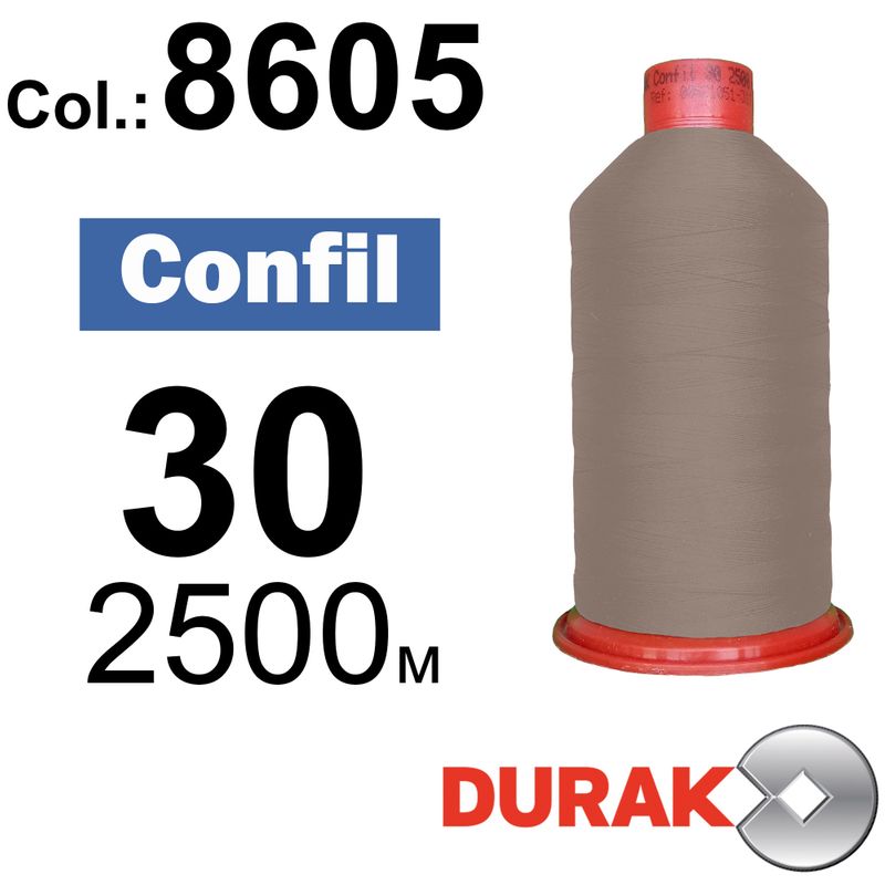 Нитки сверхпрочные, Confil, полиэстер, N30 (80tex), длина 2500 м., цвет 20(8605)-252 колонка 10