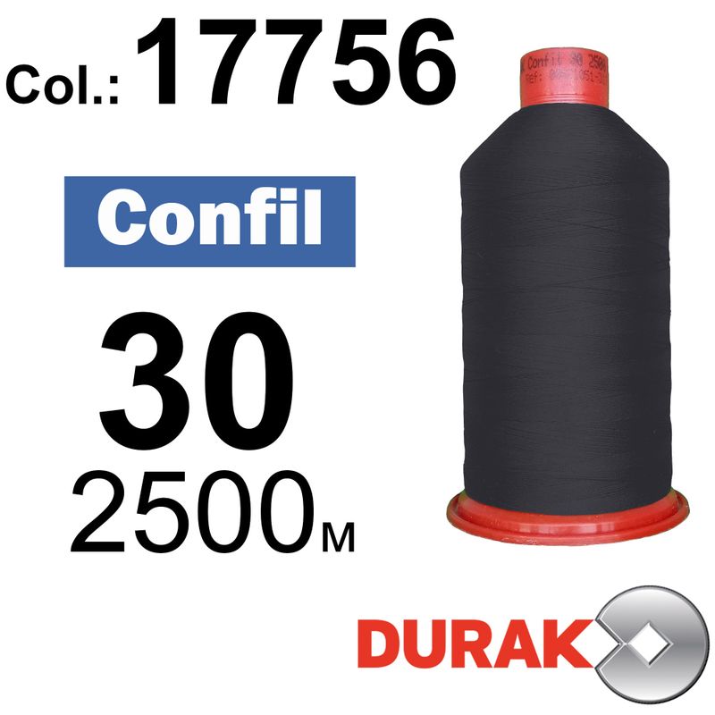 Нитки сверхпрочные, Confil, полиэстер, N30 (80tex), длина 2500 м., цвет 28(17756)-116 колонка 11