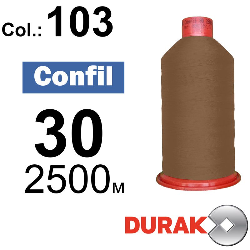 Нитки сверхпрочные, Confil, полиэстер, N30 (80tex), длина 2500 м., цвет 36(103)-43 колонка 10